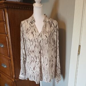 Maurices V-neck Blouse, Snakeskin Print, Women's M